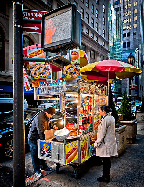 Hot dog stand located along the street
