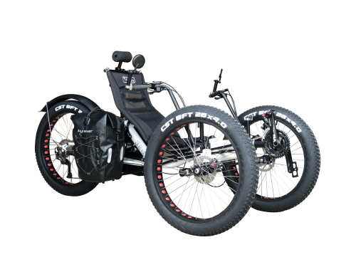 TrikExplor Full Size F326 26 inch Fat Tire Recumbent Trike – Front Side View