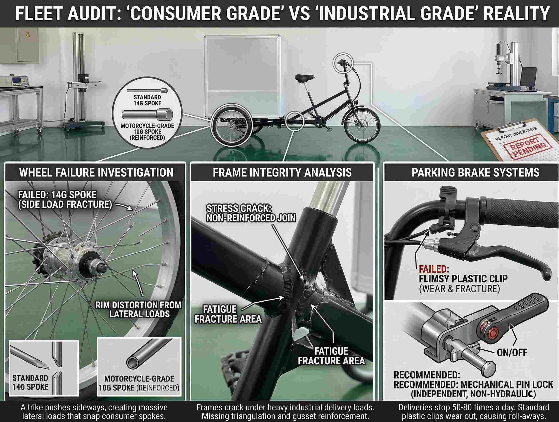 Broken spoke and cracked frame