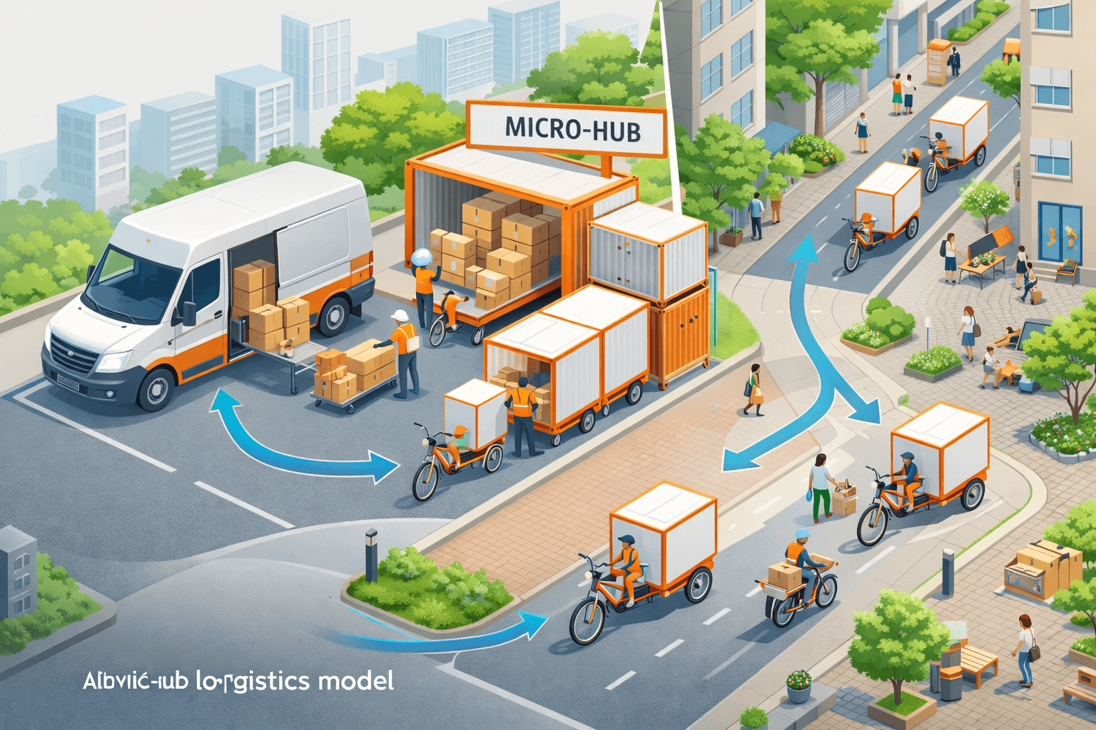 Schema eines Mikro-Hub-Logistikmodells
